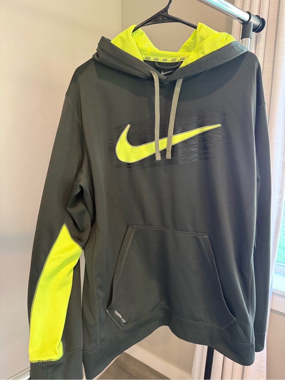 Nike Men’s Olive Green Hoodie with Volt Accents